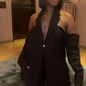 Black Ribbed One Shoulder Dress